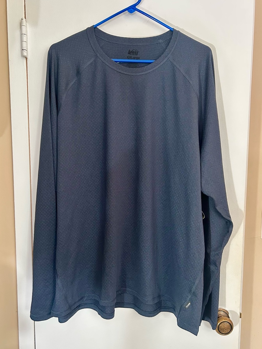 REI Men's Long Sleeve Lightweight Crew, Blue Nights Heather, XXL, Base Layer NWT